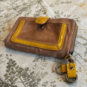 Pilcro and the Letterpress Brown Leather Wallet with yellow Accents